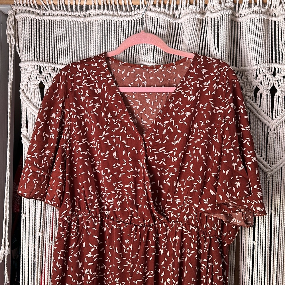 Brown and White Floral SHEIN dress